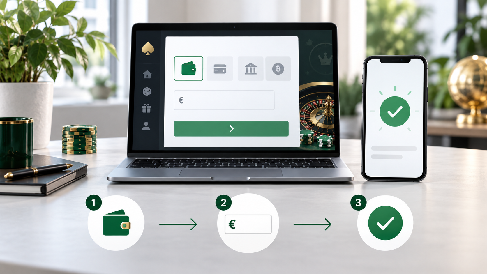 Postup vkladu do online casina přes Skrill ve třech krocích